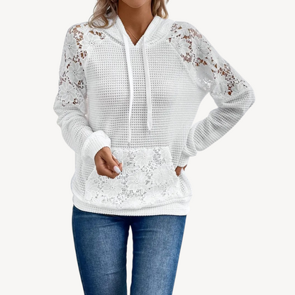 Classic Crochet Hooded Top for Ladies - OutfitLondon