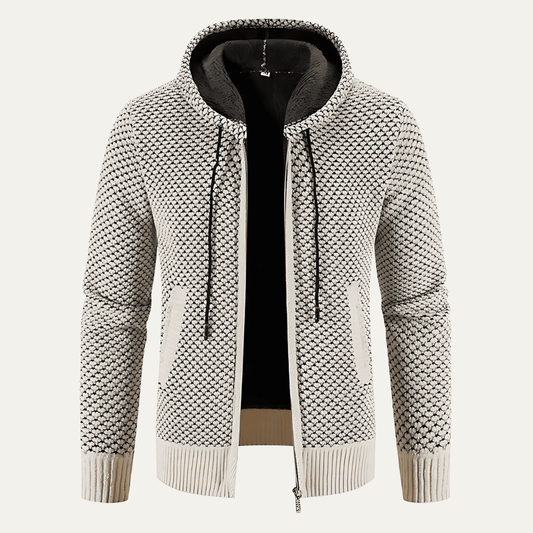 Warm Textured Hoodie Zip Up Jacket - OutfitLondon