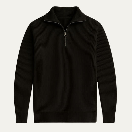 Warm Wool Quarter Zip Sweater - OutfitLondon