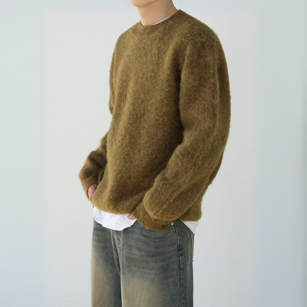 Cozy Men's Crew Neck Wool Sweater