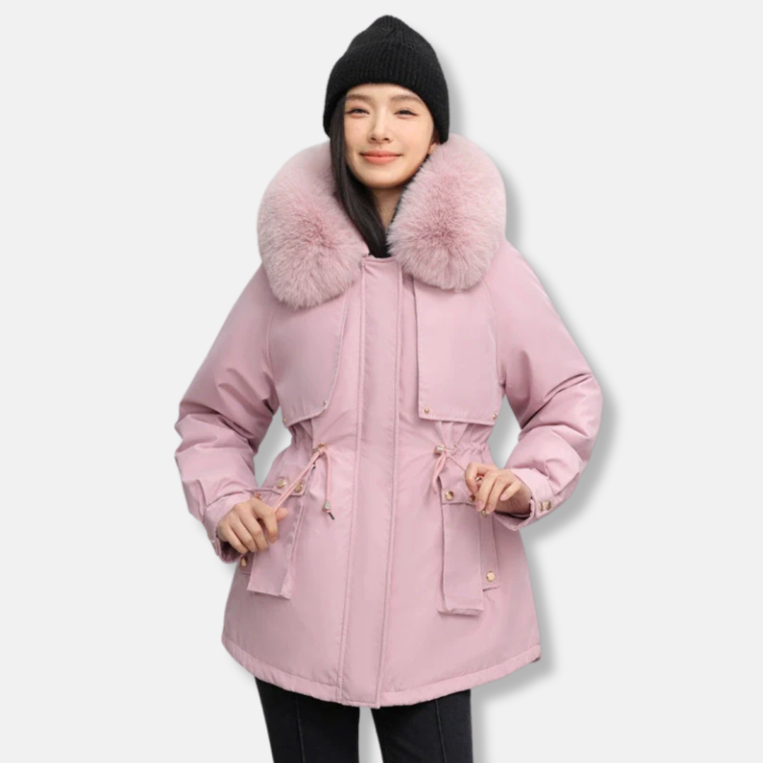 Waterproof Women's Parka Coat with Removable Fur Trim