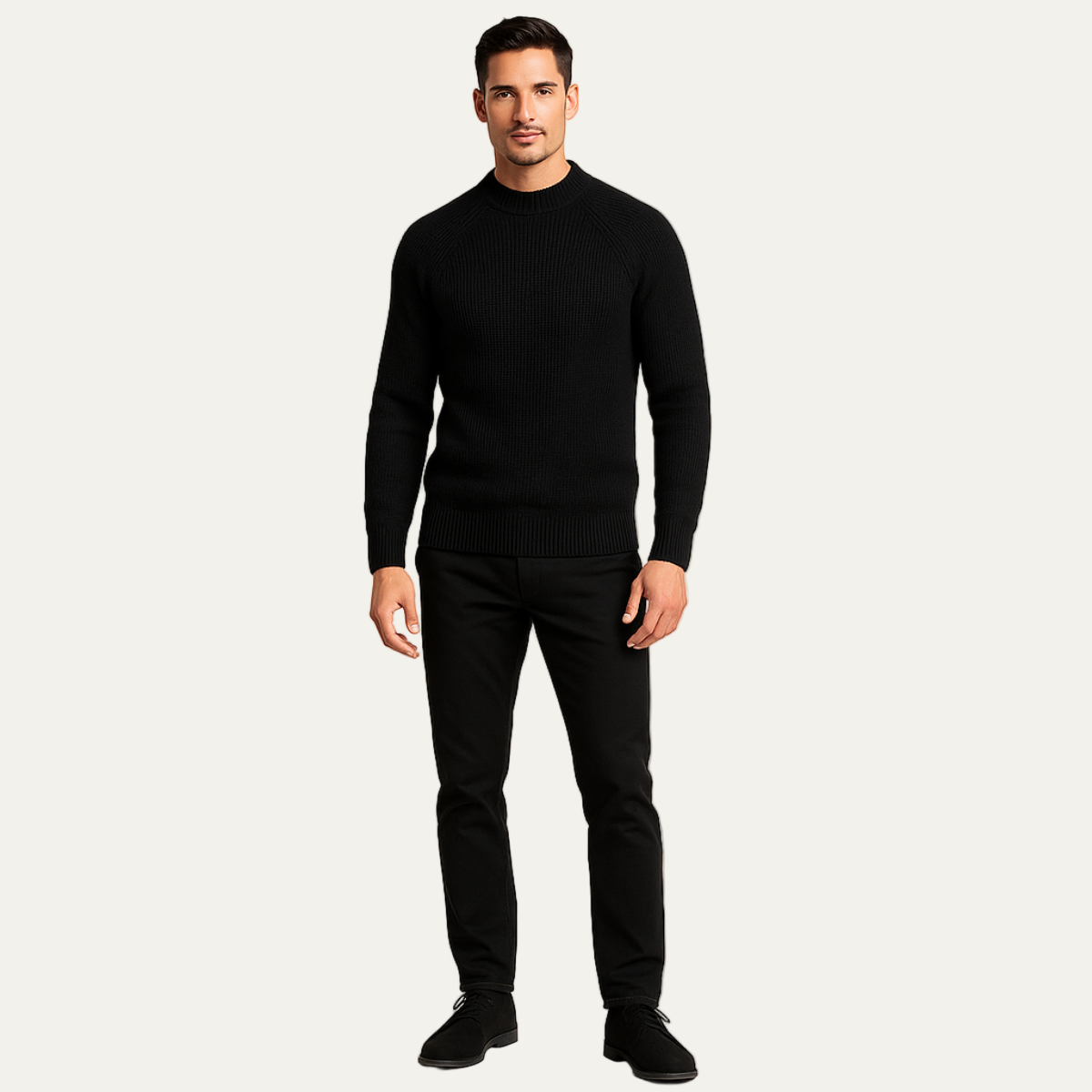 Men's Crew Neck Thick Cable Knit Jumper Sweater - OutfitLondon