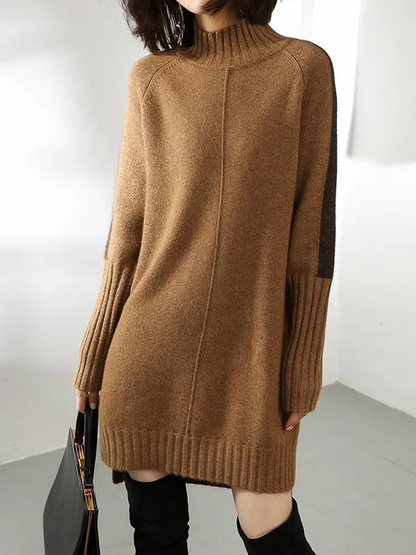 Cozy Cable Knit Turtleneck Sweater Dress for Women