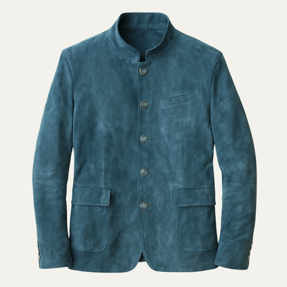 Luxury Men's Suede Blazer Jacket with Smart Collar - OutfitLondon
