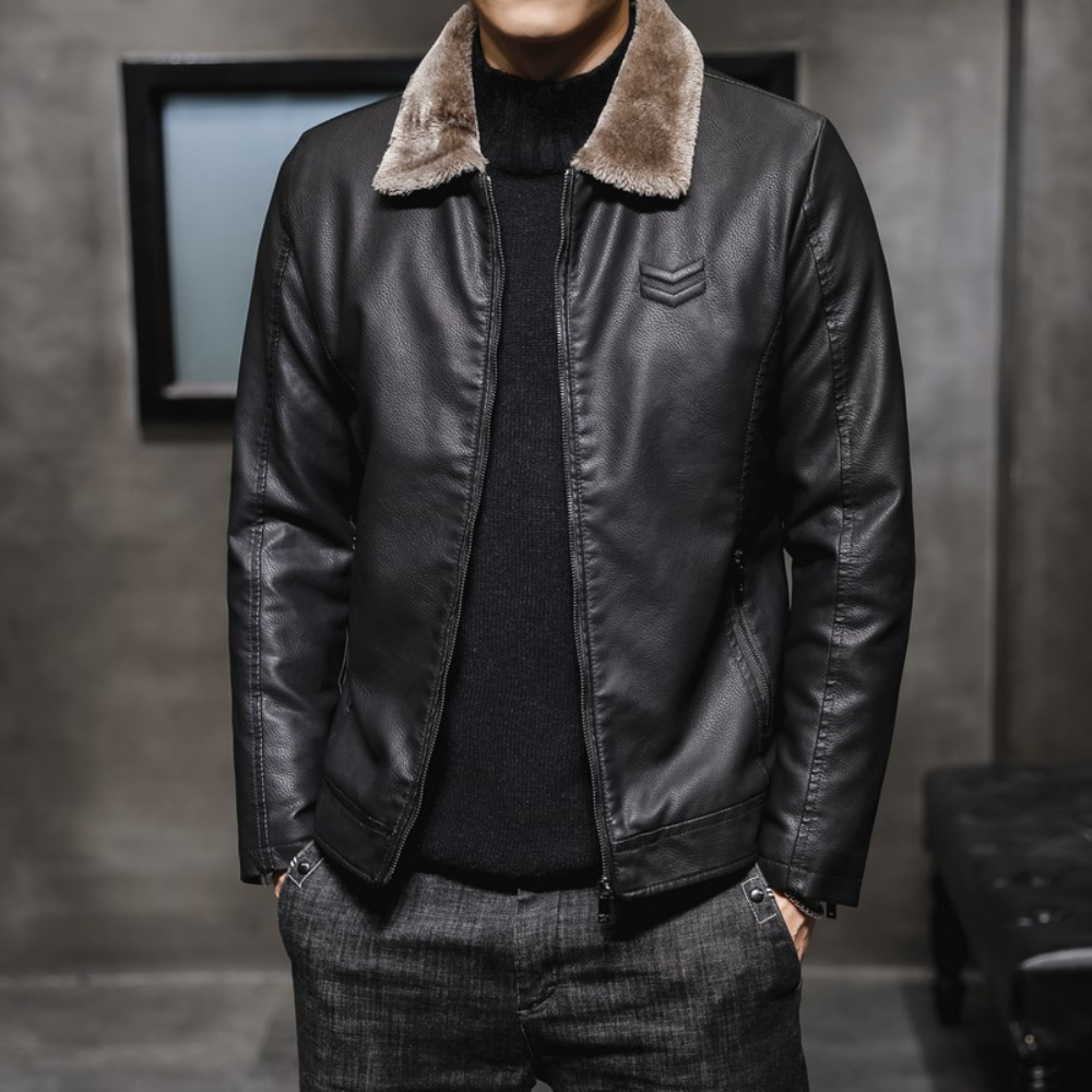 Classic Synthetic Leather Pilot Jacket for Men - OutfitLondon