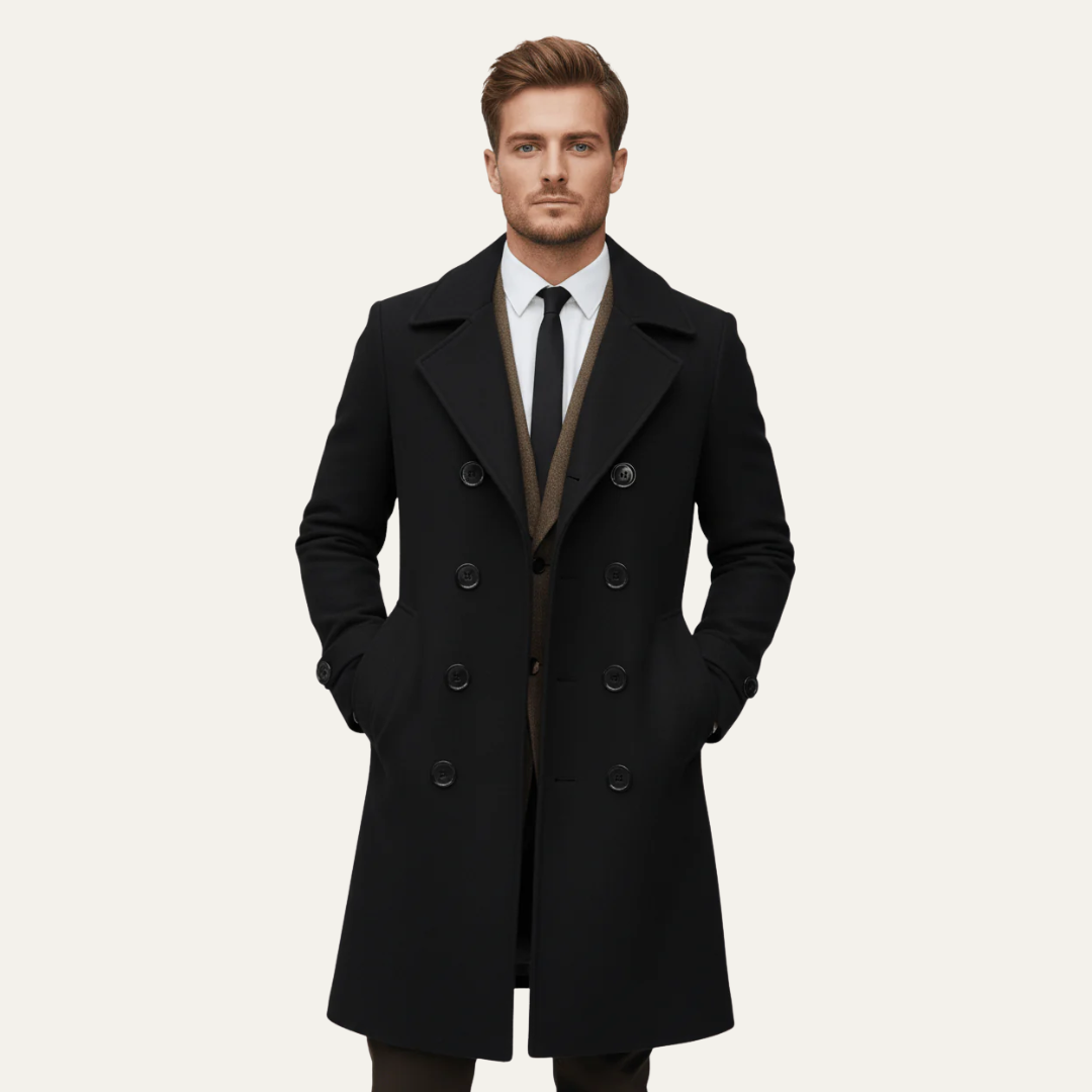 Classic Fit Navy Double Breasted Coat