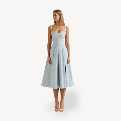 Ladies Pretty Flower Midi Cotton Dress