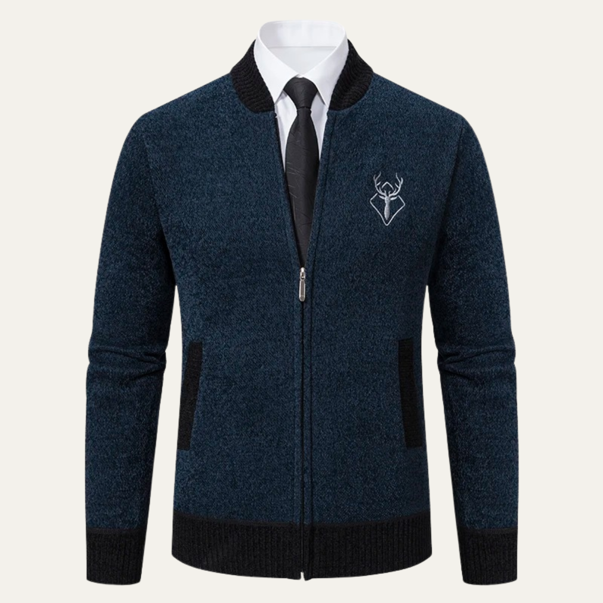 Men's Stylish Knitted Zip Up Cardigan Sweater - OutfitLondon