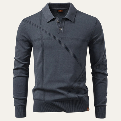 Slim Fit Men's Breathable Knit Polo Sweater