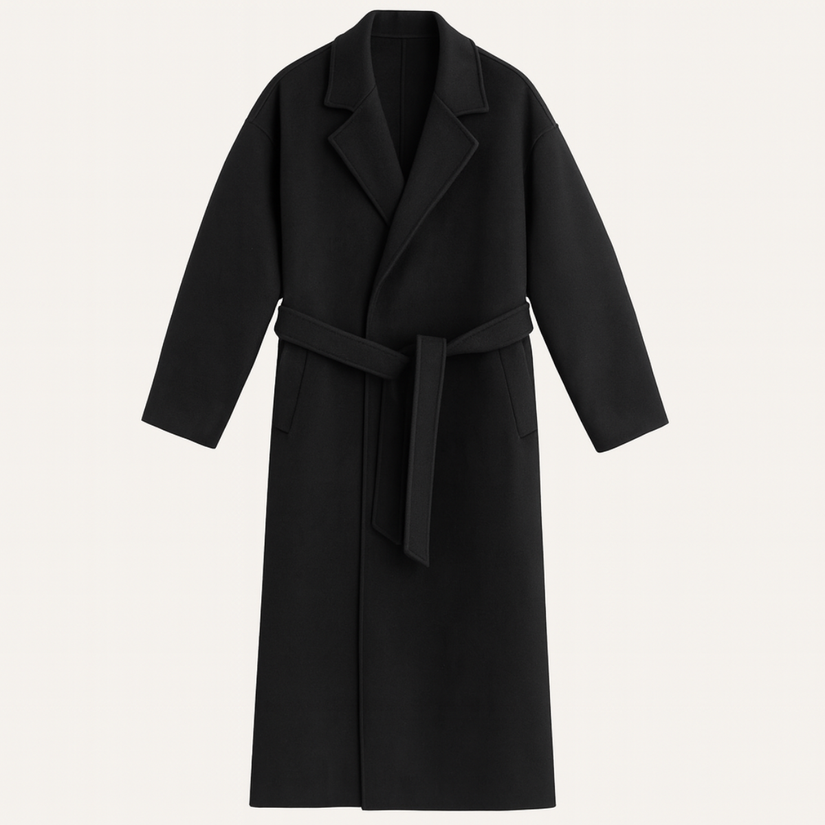 Classic Tan Wool Overcoat for Men with Belt - OutfitLondon