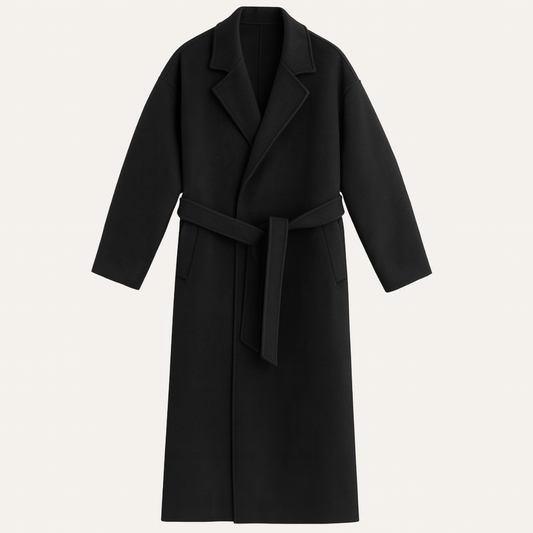 Classic Tan Wool Overcoat for Men with Belt - OutfitLondon