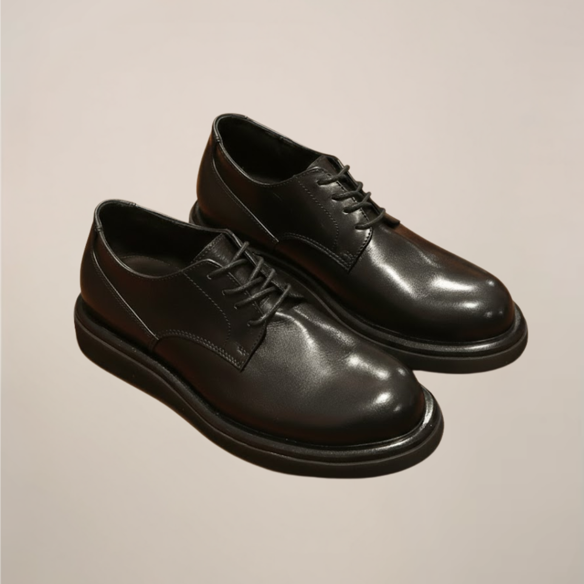 Men's Elegant Leather Oxfords - Smart Round Toe Shoes - OutfitLondon