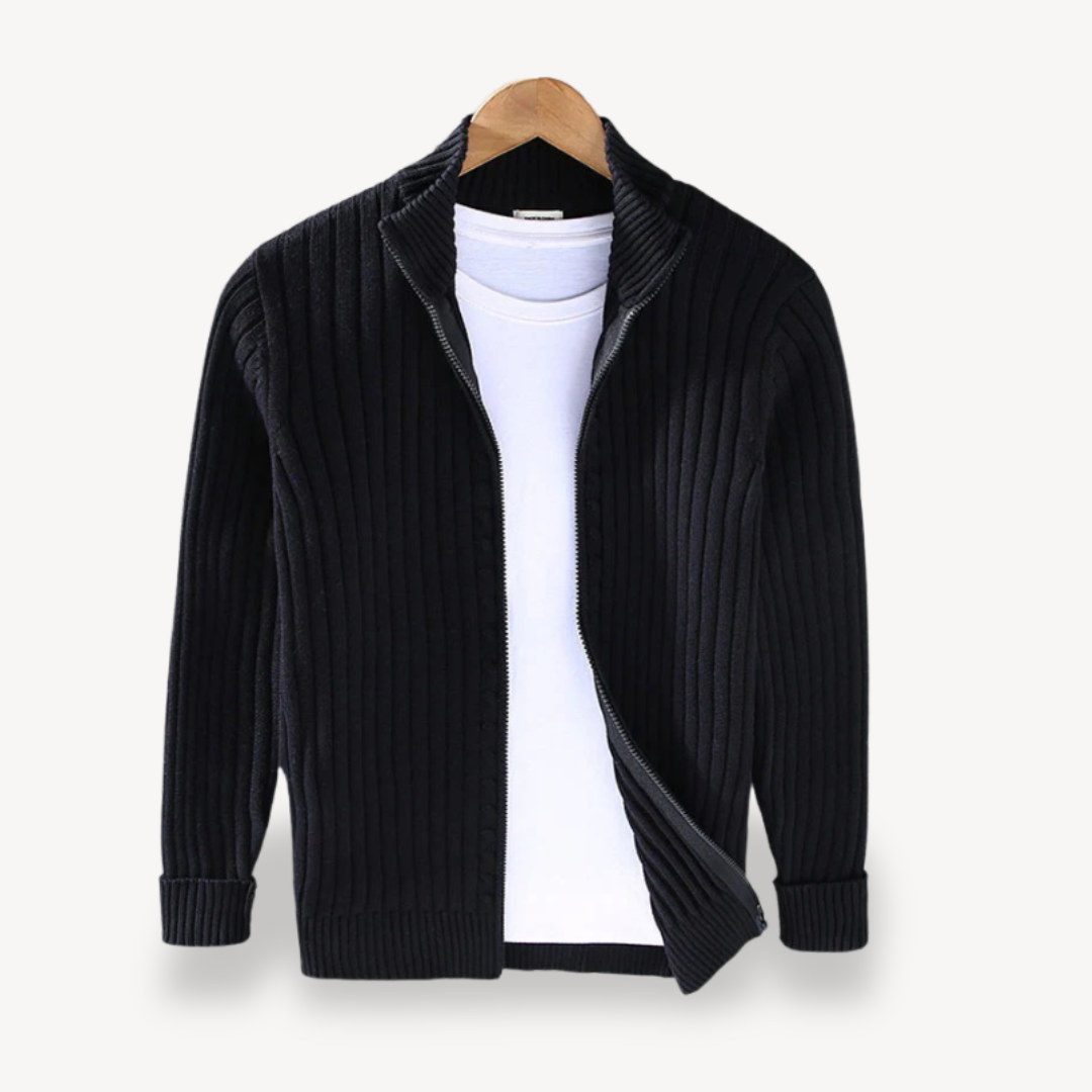 Colorful Crew Neck Zip Up Cardigan Men