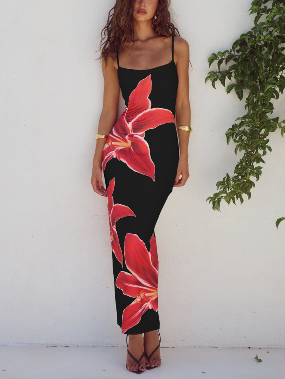 Colorful Exclusive Flower Print Maxi Dress