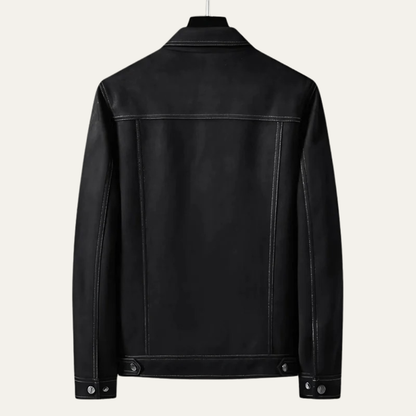 Classic Faux Leather Trucker Jacket for Men