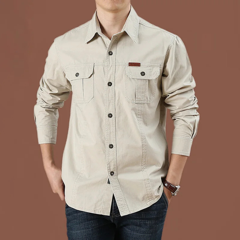 Comfortable Casual Button Down Work Shirt with Pockets