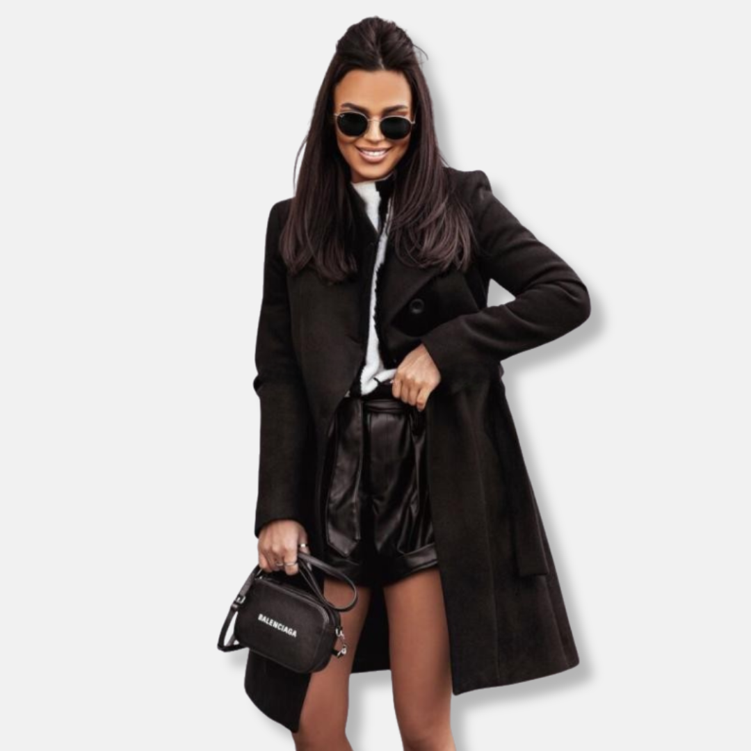 Classic Double Breasted Wool Women's Coat - OutfitLondon