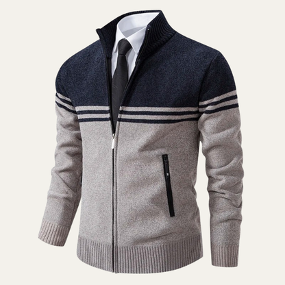 Warm Men's Cable Knit Fleece Lined Cardigan Sweater
