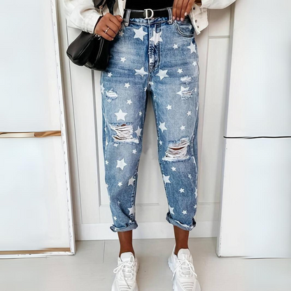 Fashionable Ripped High Waisted Women's Jeans - OutfitLondon