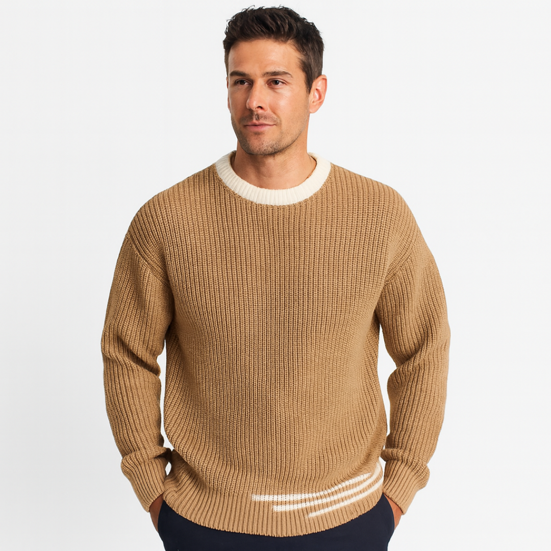 Classic Fit Crew Neck Stripe Sweater - OutfitLondon