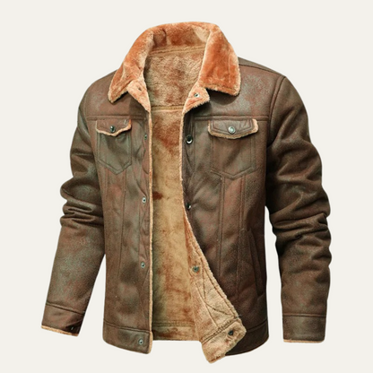 Men's Synthetic Suede Fleece Lined Coat - OutfitLondon