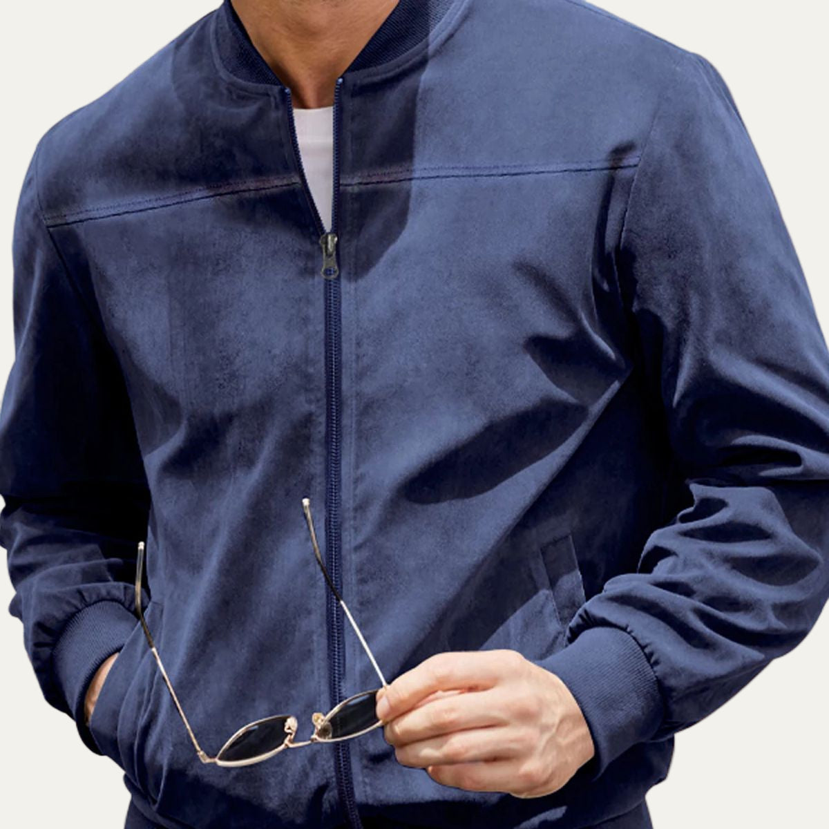 Men's Stylish Faux Suede Bomber Coat
