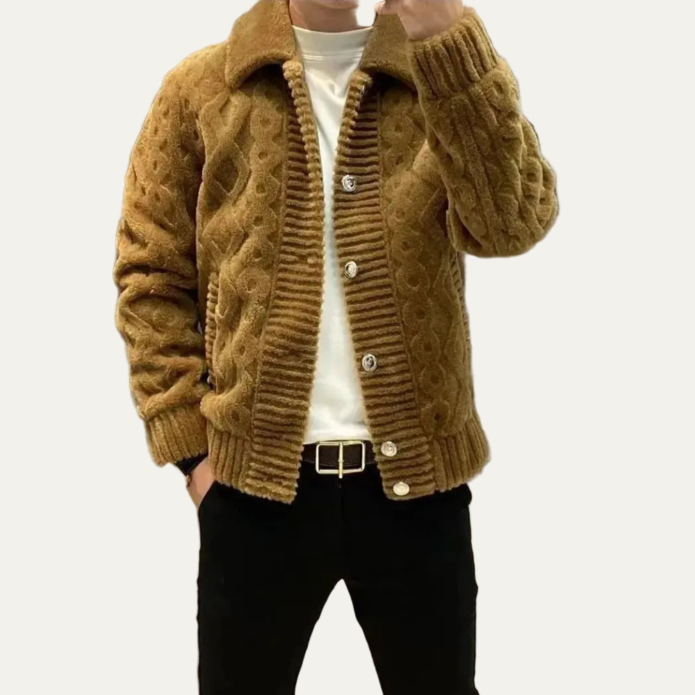 Soft Men's Cable Knit Coat