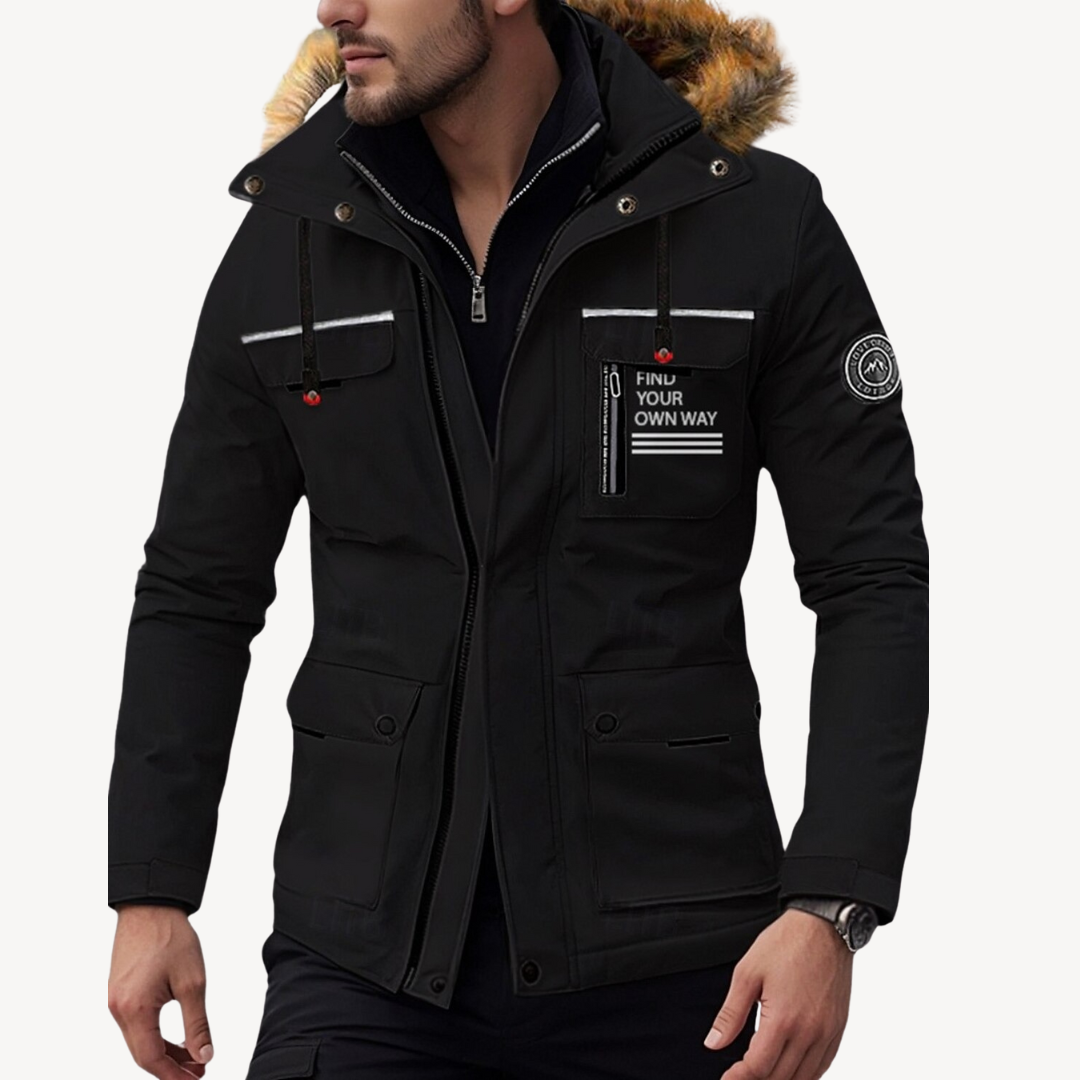 Warm Waterproof Puffer Coat with Removable Fur Hood - OutfitLondon