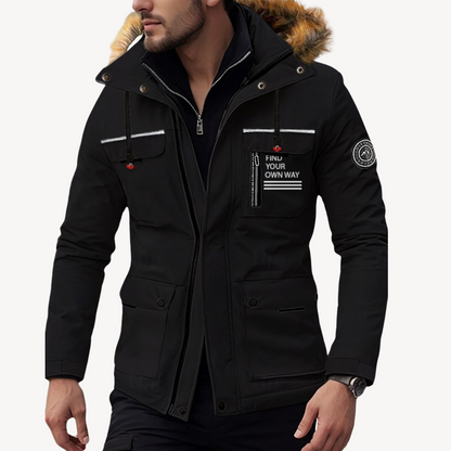 Warm Waterproof Puffer Coat with Removable Fur Hood - OutfitLondon