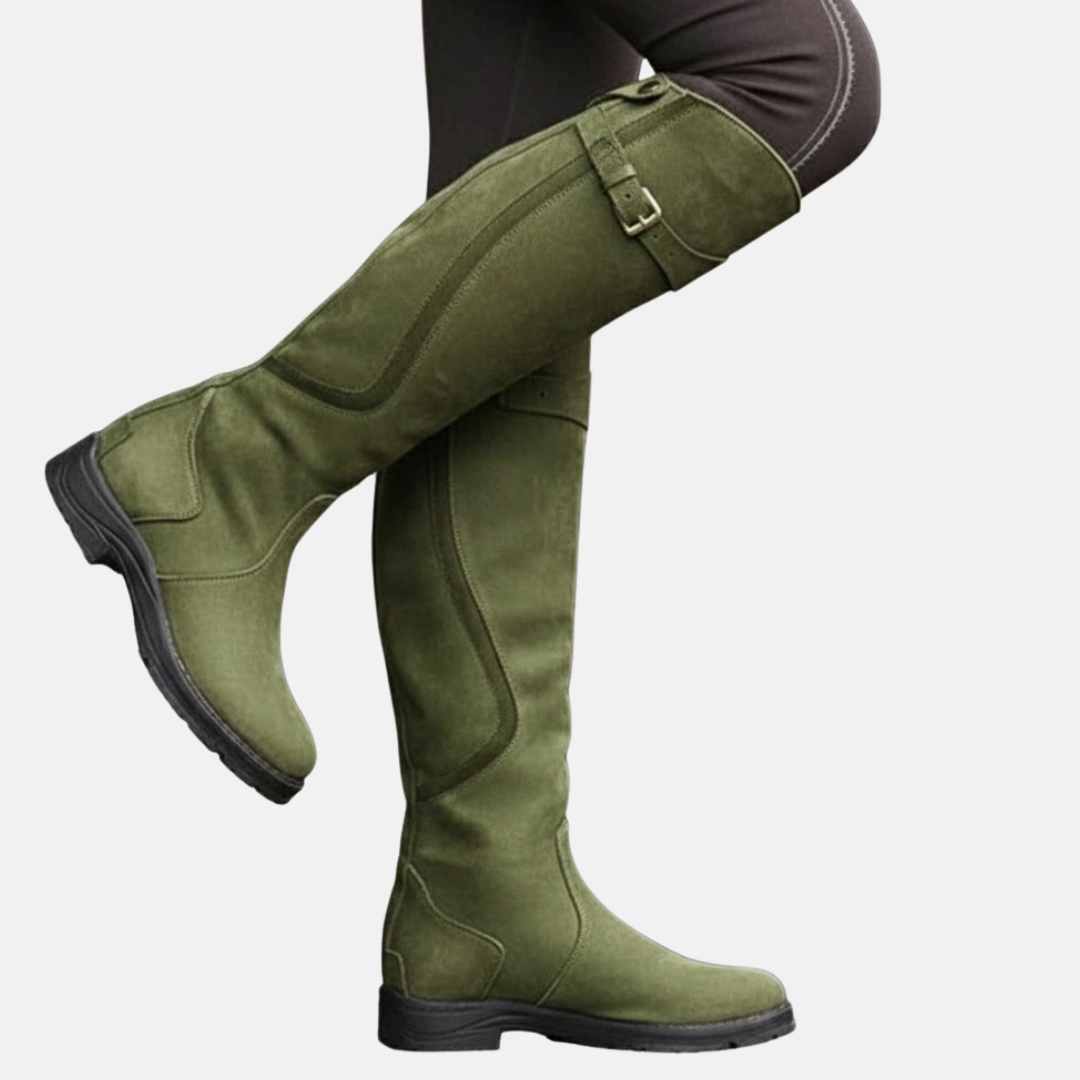 Tall Waterproof Hiking Boots with Buckle Detail