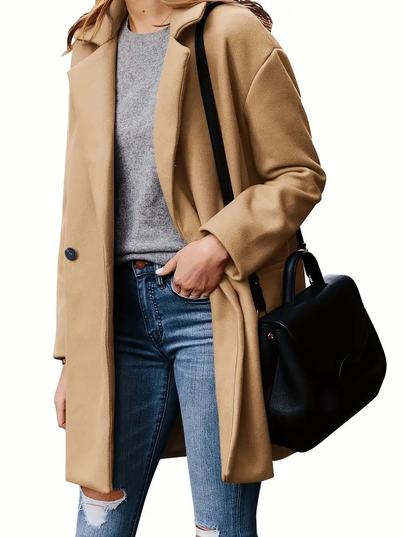 Timeless Tan Long Trench Coat for Ladies
