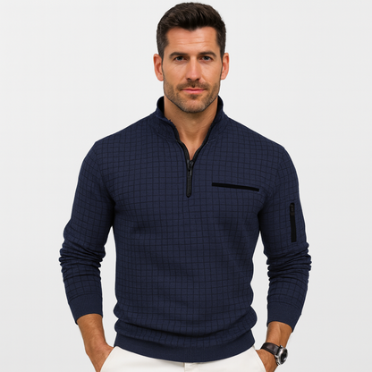 Men's Textured Zip Up Fleece Jacket - OutfitLondon
