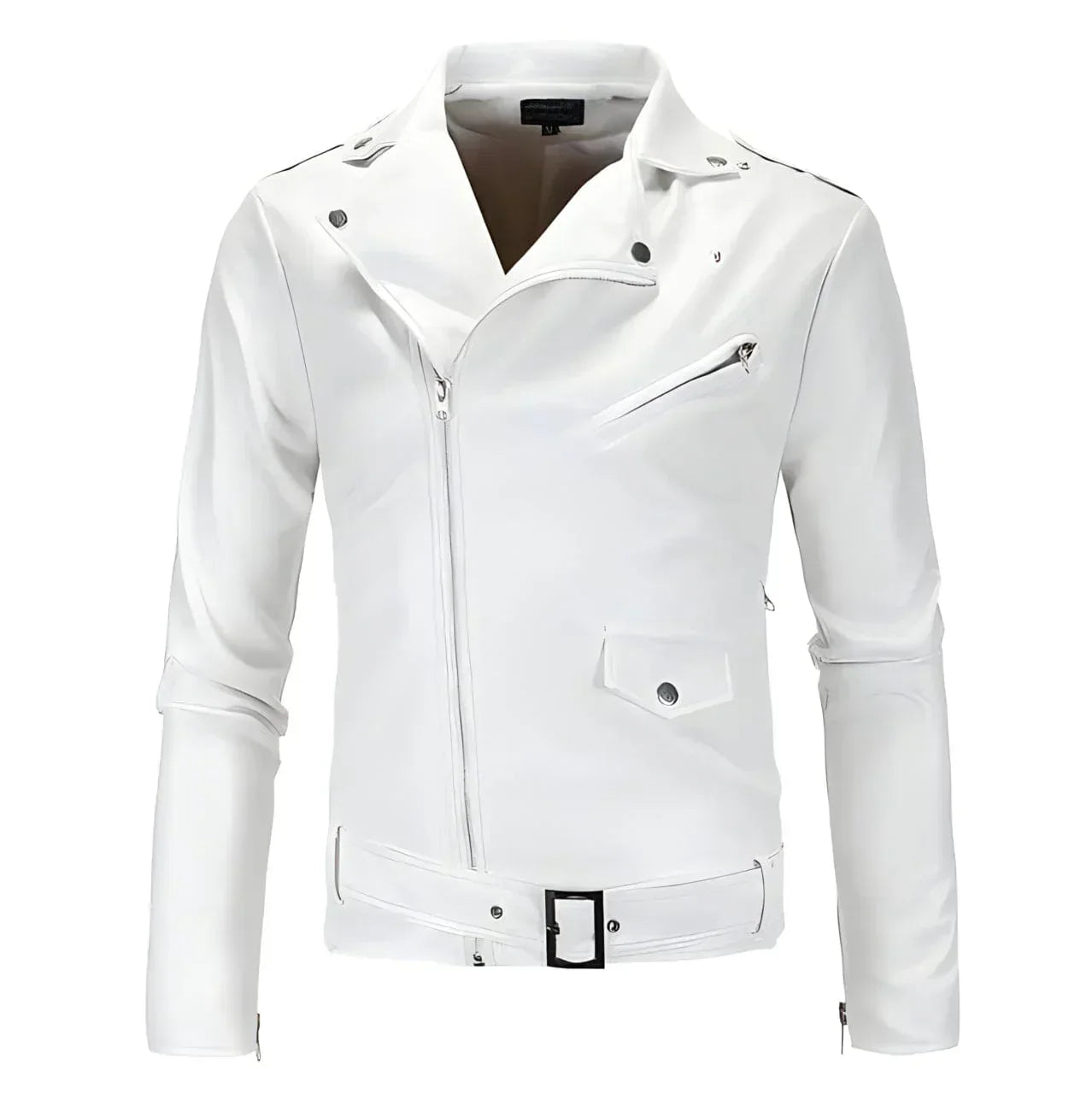 Harley Fitted PU Leather Jacket - Pearl - OutfitLondon