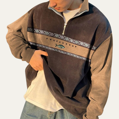 Men's Graphic Quarter Zip Fleece Sweatshirt