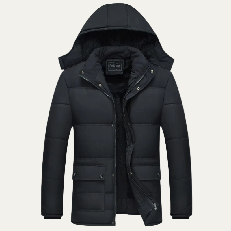 Warm Insulated Puffer Coat with Removable Hood - OutfitLondon