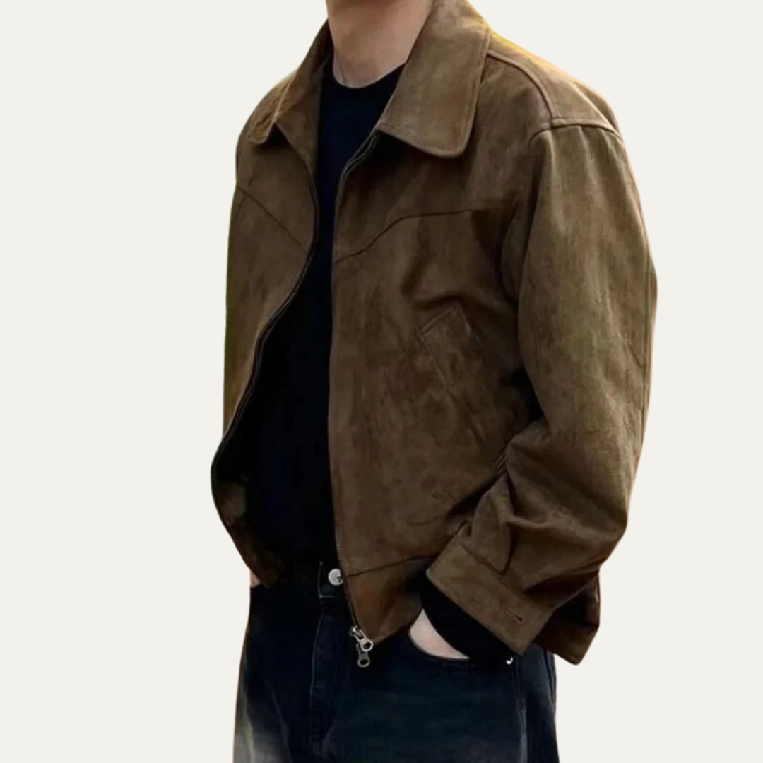 Men's Short Zip Up Denim Jacket