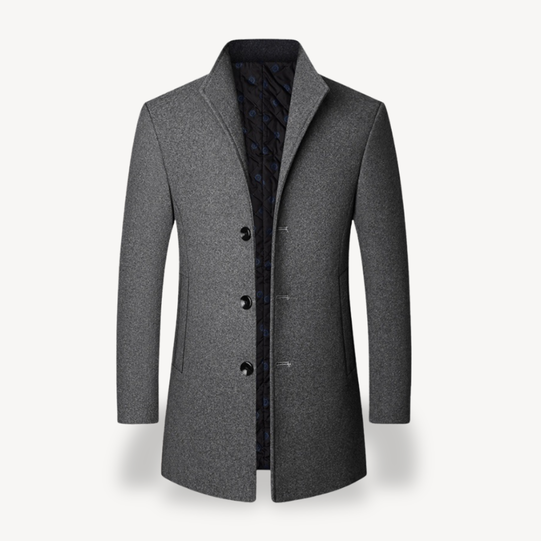 Classic Charcoal Wool Men's Coat - OutfitLondon