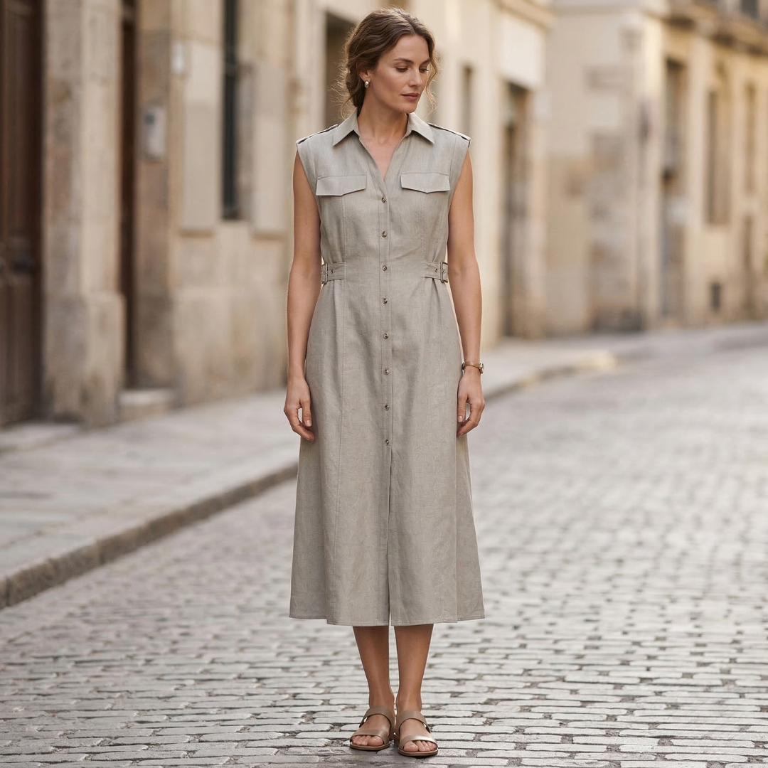 Casual Summer Shirt Dress with Belted Waist - OutfitLondon