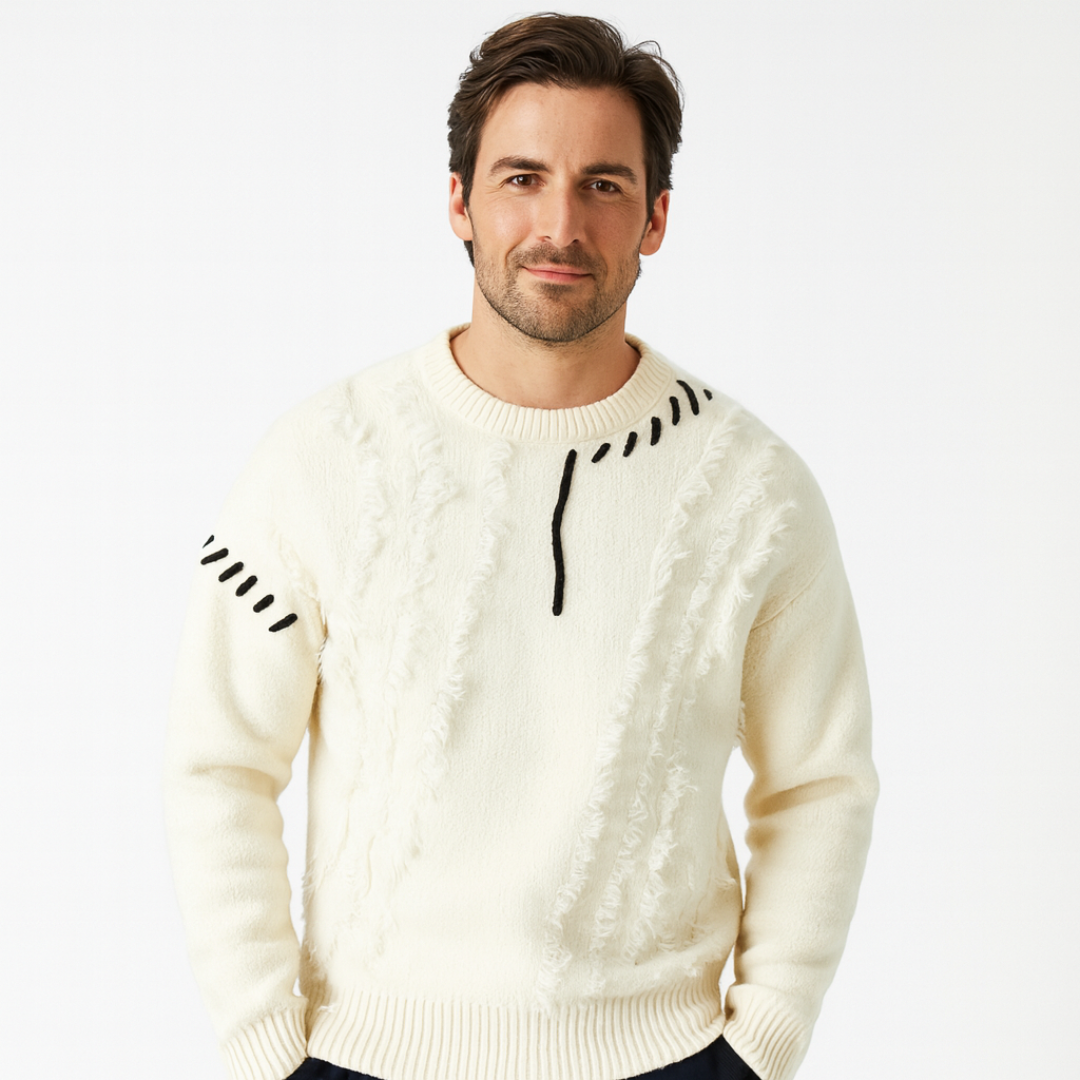 Rugged Edge Knitted Crew Sweater - OutfitLondon