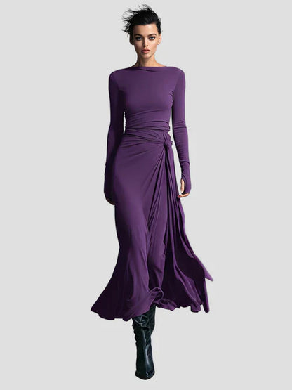 Elegant Flowy Long Sleeve Midi Dress