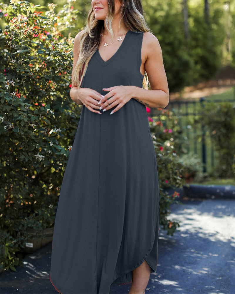 Relaxed Fit Floral Tea Dress for Ladies