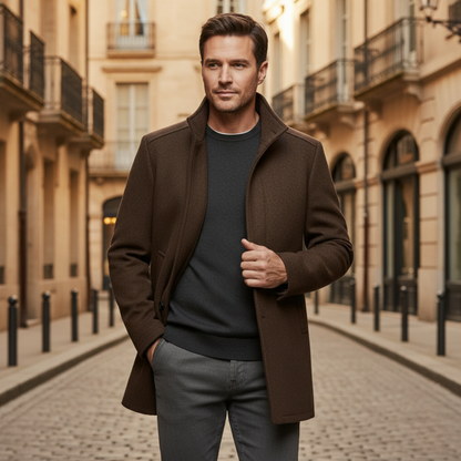 Thermal Mens Wool Coat with Insulated Lining