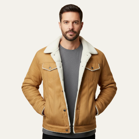 Warm Faux Leather Trucker Coat - OutfitLondon