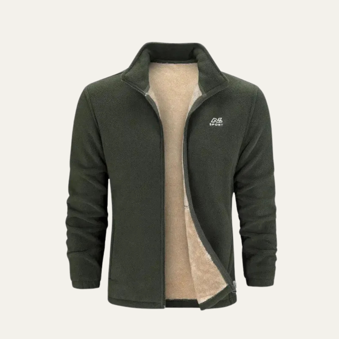 Men's Warm Fleece Zipper Jacket with High Collar - OutfitLondon