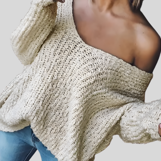 Soft Relaxed Fit Crew Neck Long Sweater - OutfitLondon