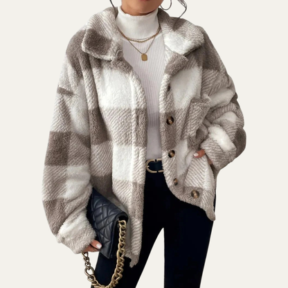 Ladies Large Check Flannel Jacket - OutfitLondon