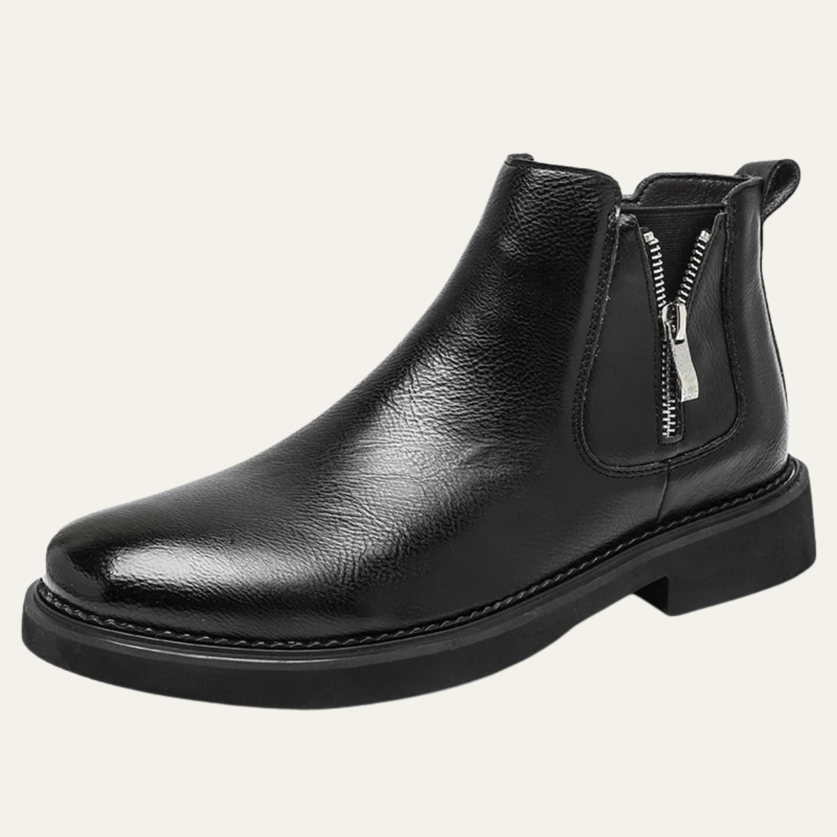 Classic Brown Leather Men's Ankle Boots Side Zip - OutfitLondon