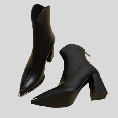 Shiny Silver Buckle Chelsea Boots - OutfitLondon