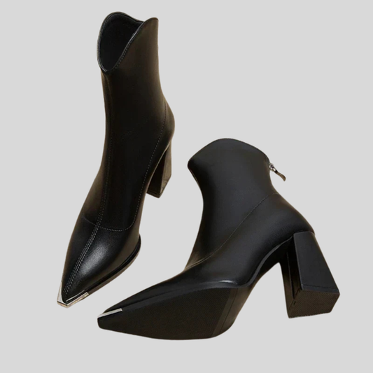 Shiny Silver Buckle Chelsea Boots - OutfitLondon