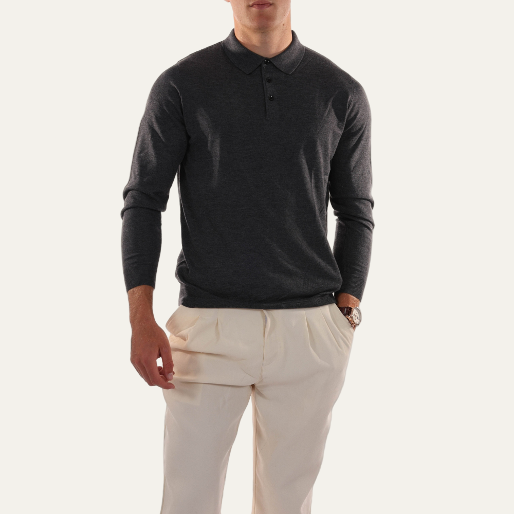 Classic Fit Knit Polo Sweater for Men - OutfitLondon